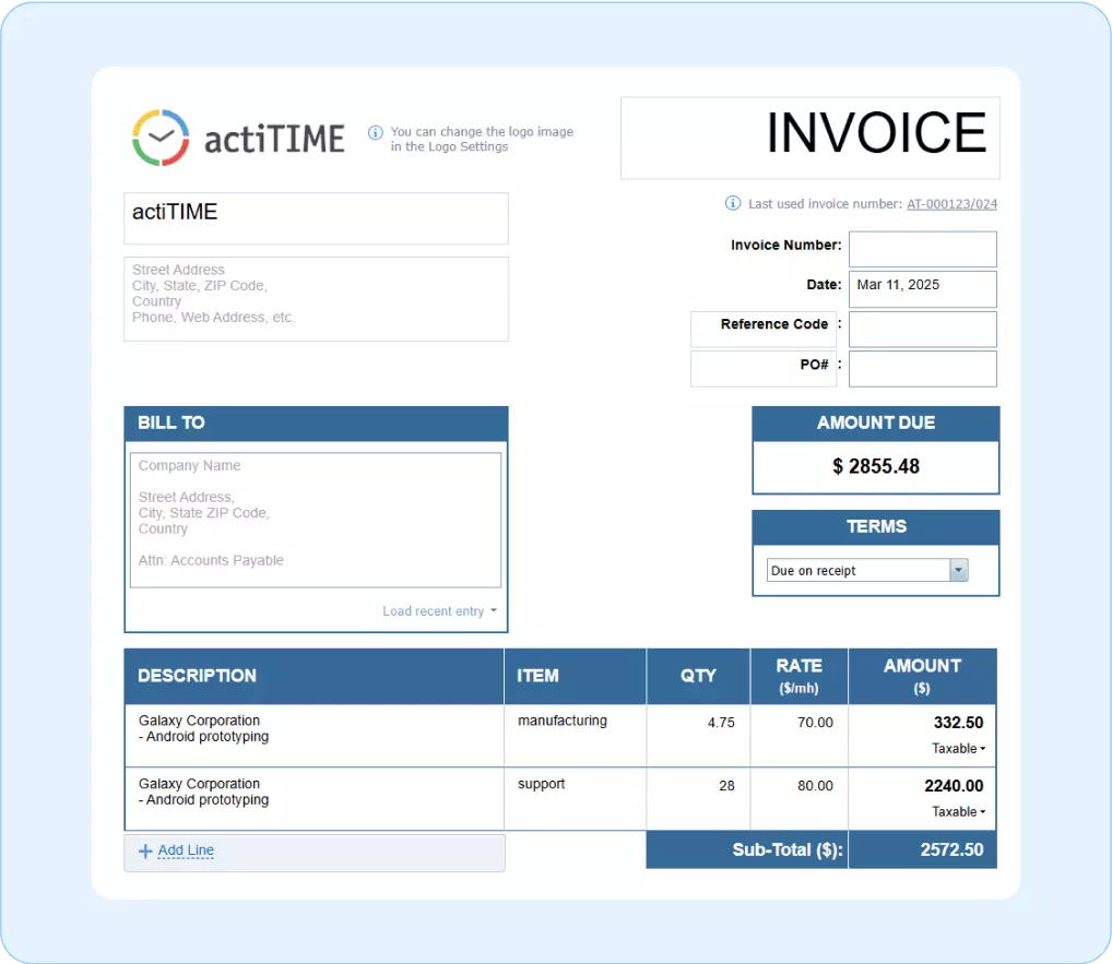 Neat invoices