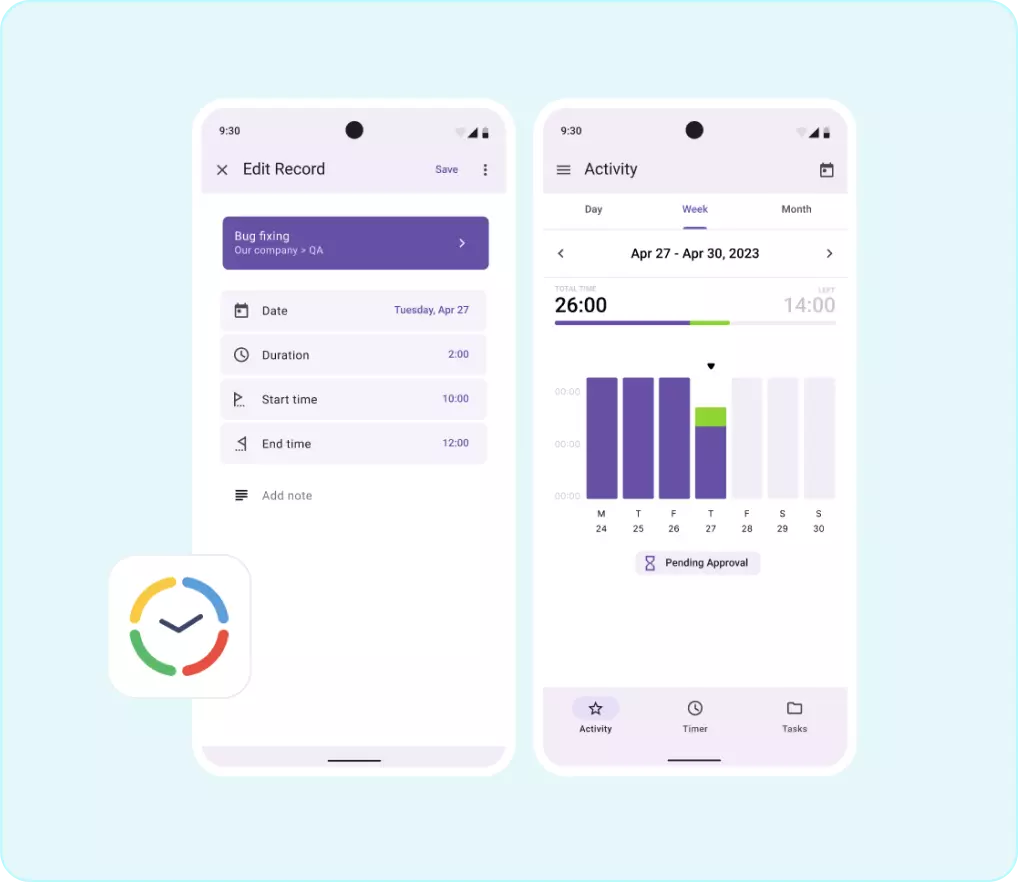 Mobile time-tracking app