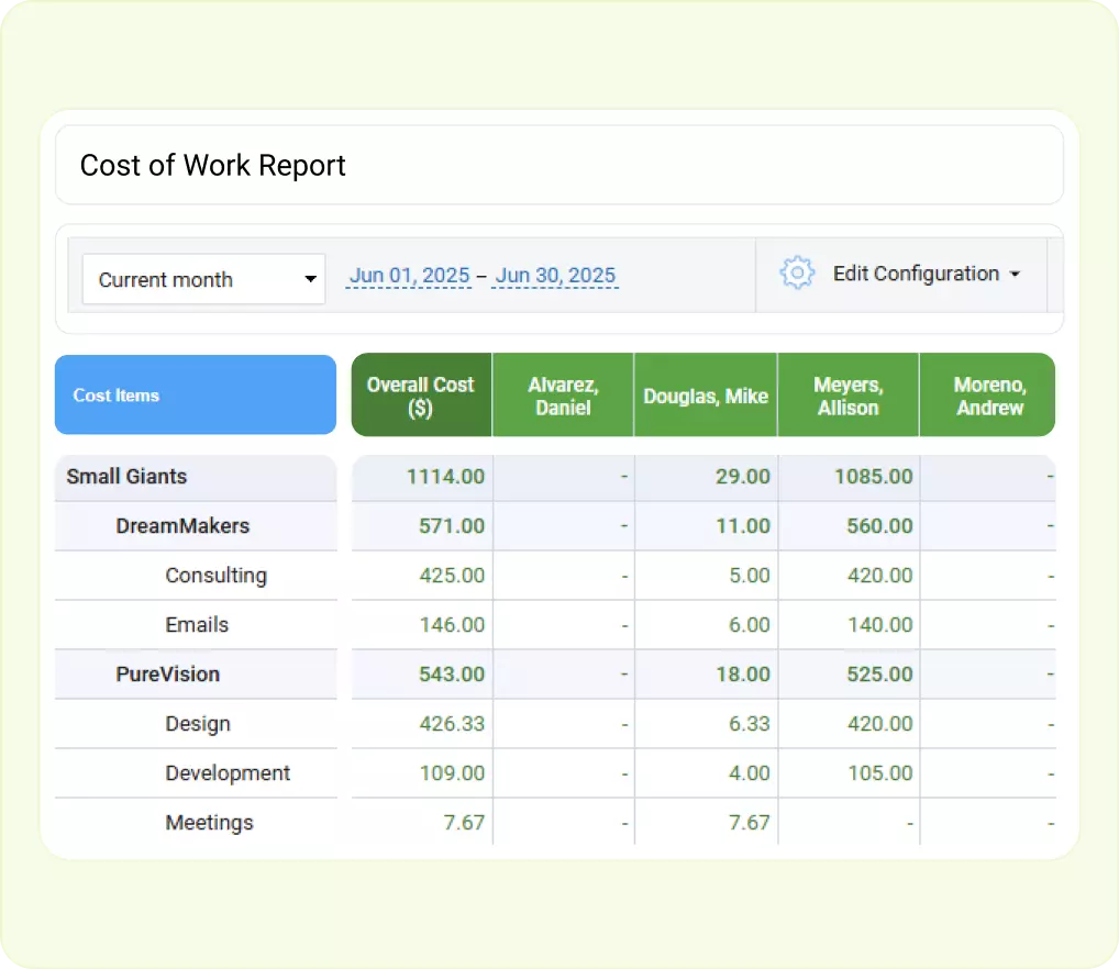 Project cost tracking