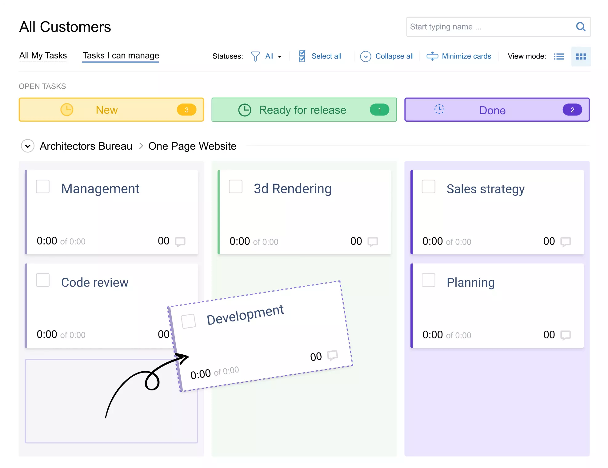 Simple kanban board in actiTIME