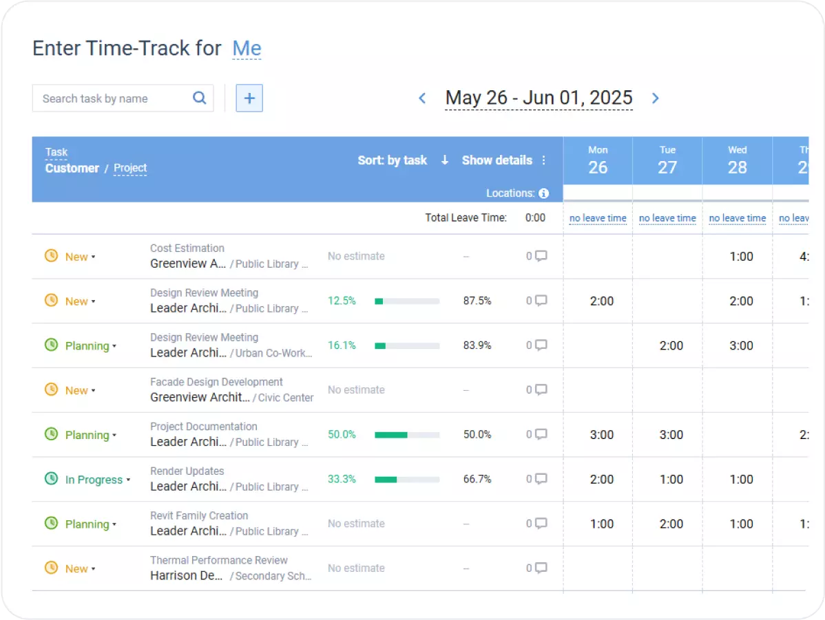 Time tracking software for architects