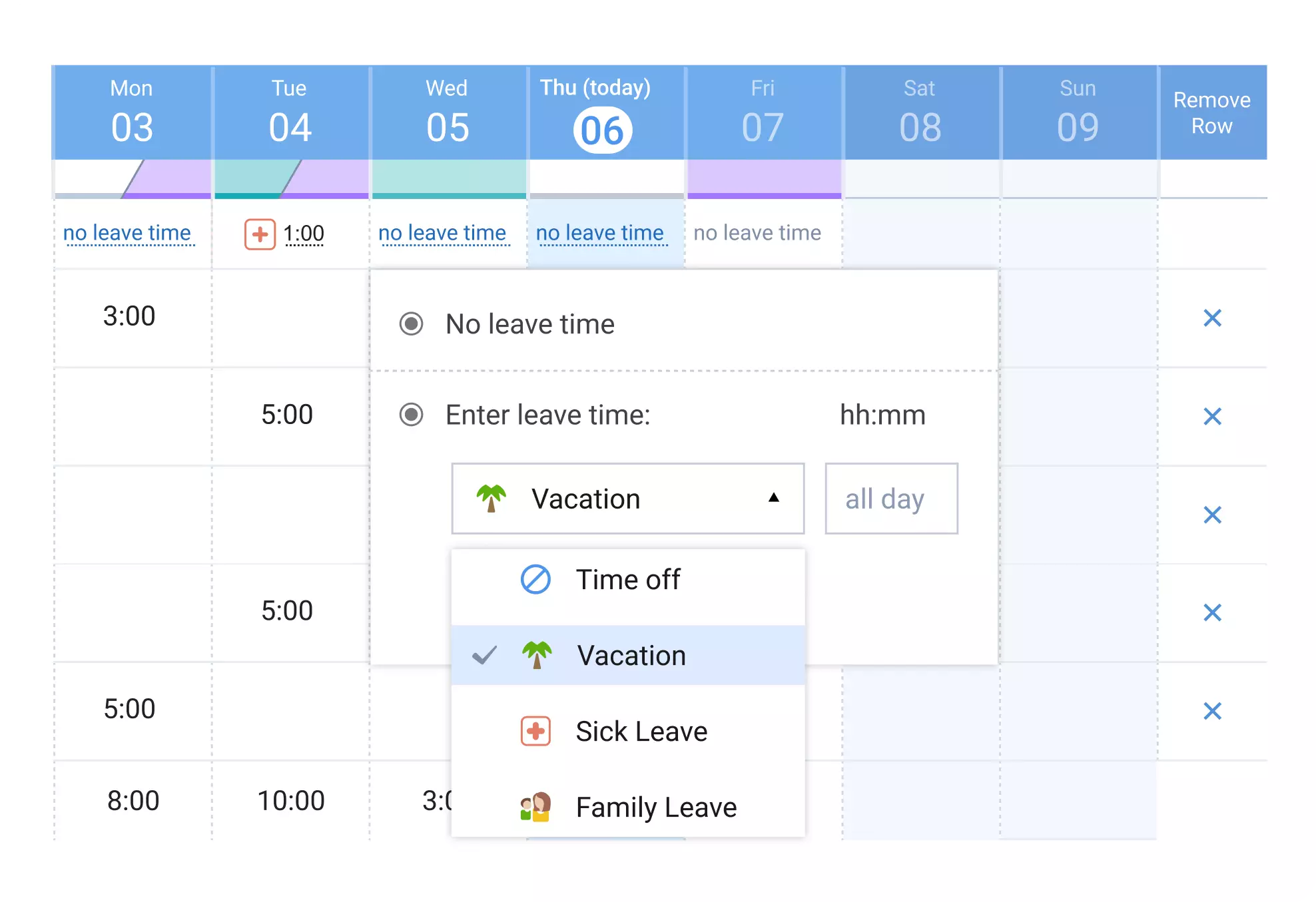 Efficient leave management in time tracking software actiTIME