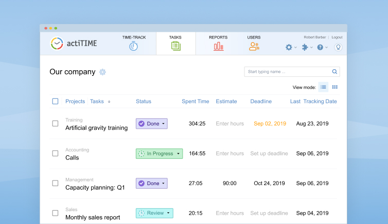 Scope of Work Example in actiTIME