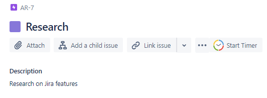 Task in the Issues interface, Jira
