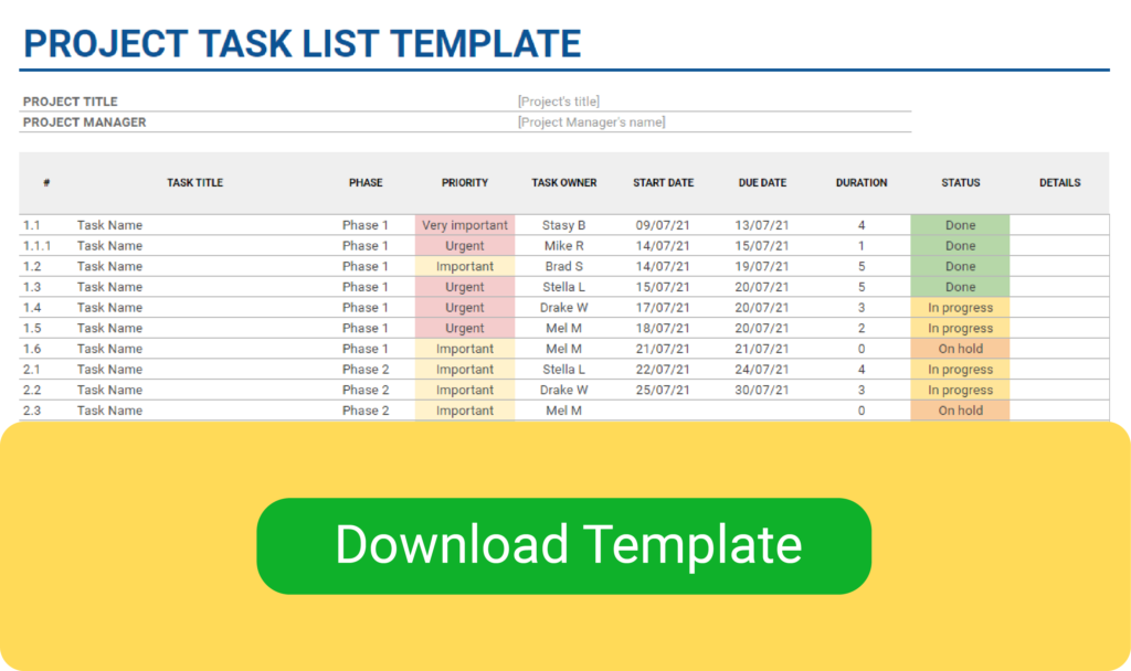 How to Create a Project Task List (+ Free Template)