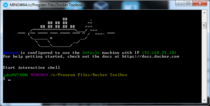 Start up the Docker Quickstart Terminal application