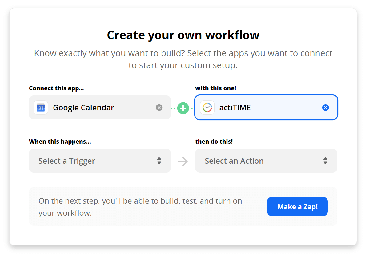 actiTIME time tracking in Google Calendar