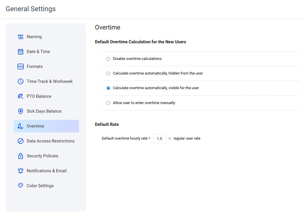 Overtime Settings