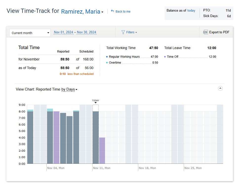 View Time-Track Interface