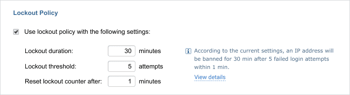 Configuring Lockout Policy rules in actiTIME