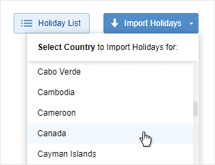 Import national holidays