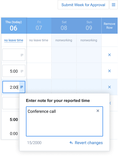 Add a note to your reported time.