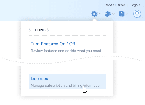 Settings 🡪 Licenses