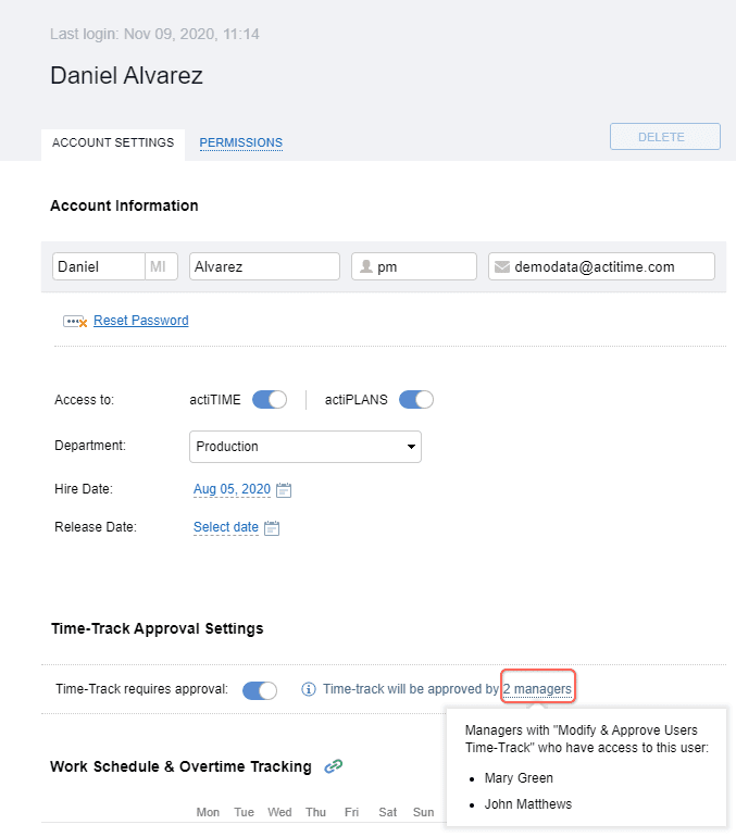 See who can approve a user's timesheet.