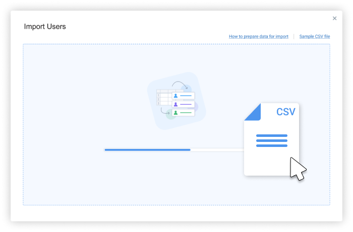 User import drag-and-drop feature, actiTIME