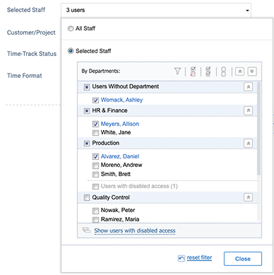 Selected Staff Selector