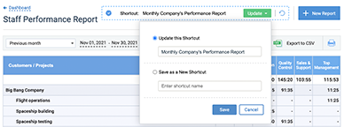 How to create a shortcut to a report in actiTIME