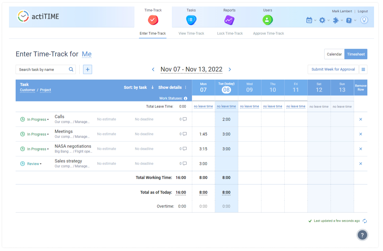 Timesheet view