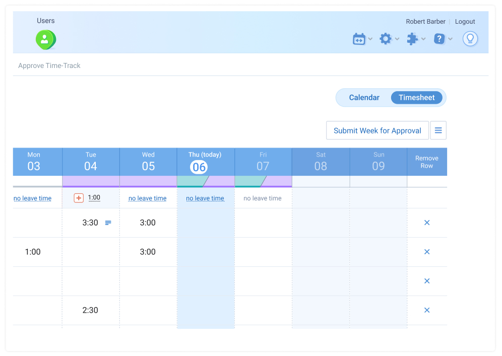 New Timesheet / Calendar switcher