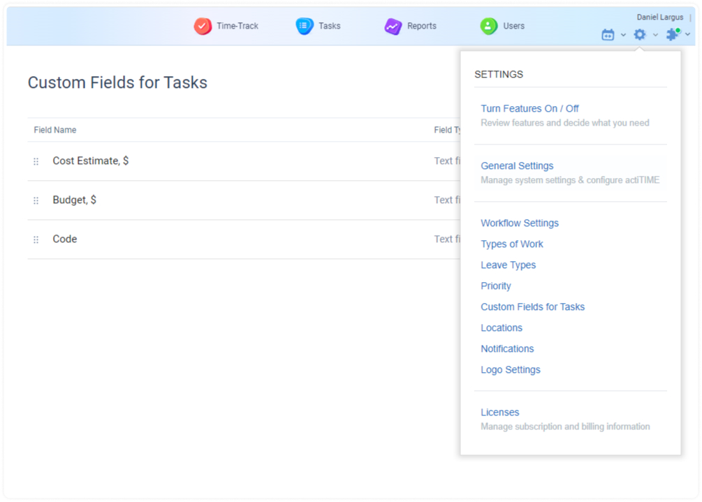 Custom fields for tasks